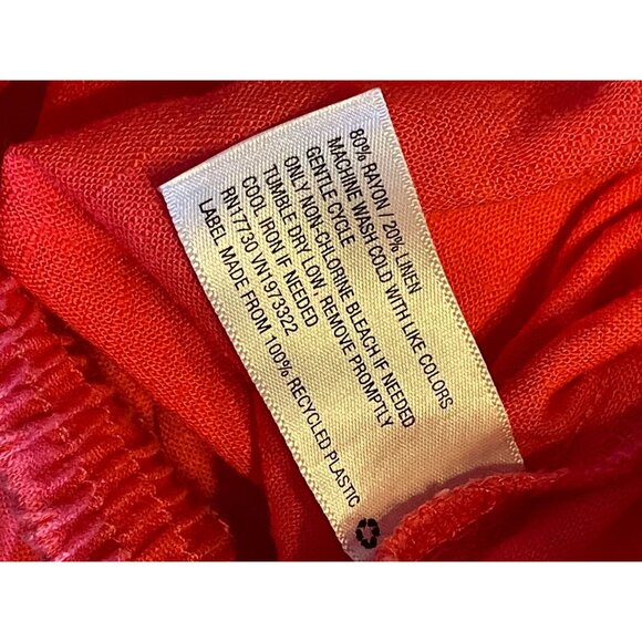 linen blend shorts pockets coral XS beach boho casual elastic pull on summer - Picture 4 of 4